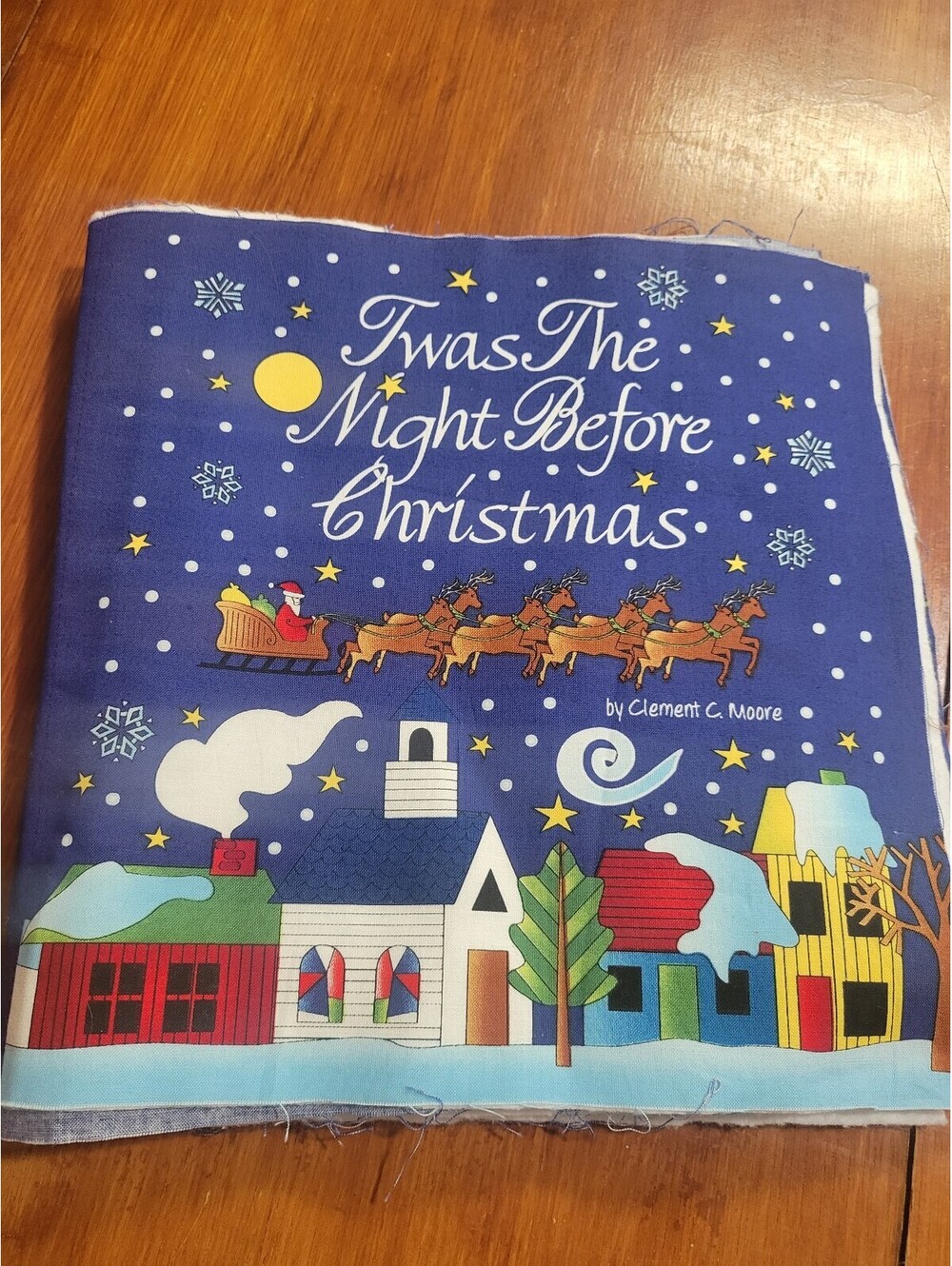 Cut-and-sew soft book panel "Twas The Night Before Christmas" Clement C. Moore.